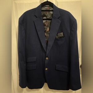 Sam Surin Men's Custom Wool Blazer Navy Big & Tall